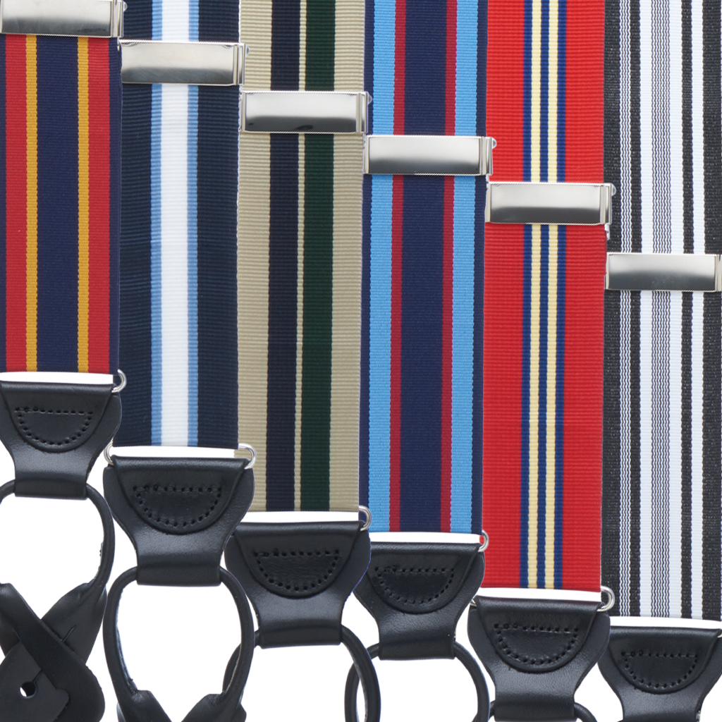 Grosgrain Striped BUTTON Suspenders