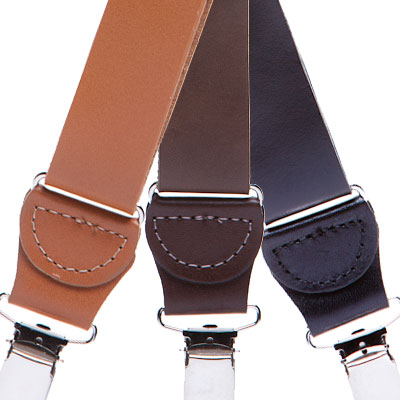 All Leather Suspenders - Clip