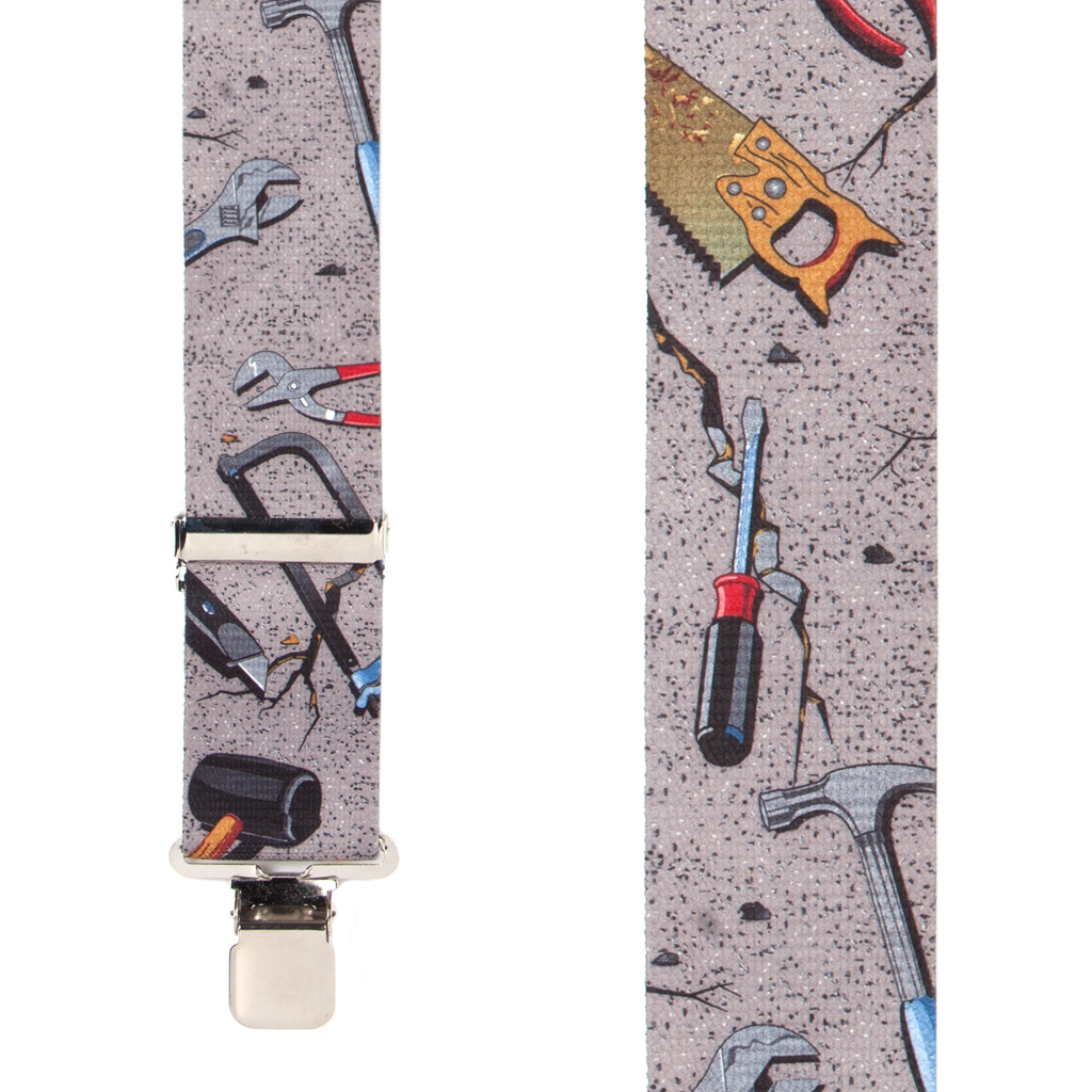 Hand Tools on Grey Suspenders - Construction Clip