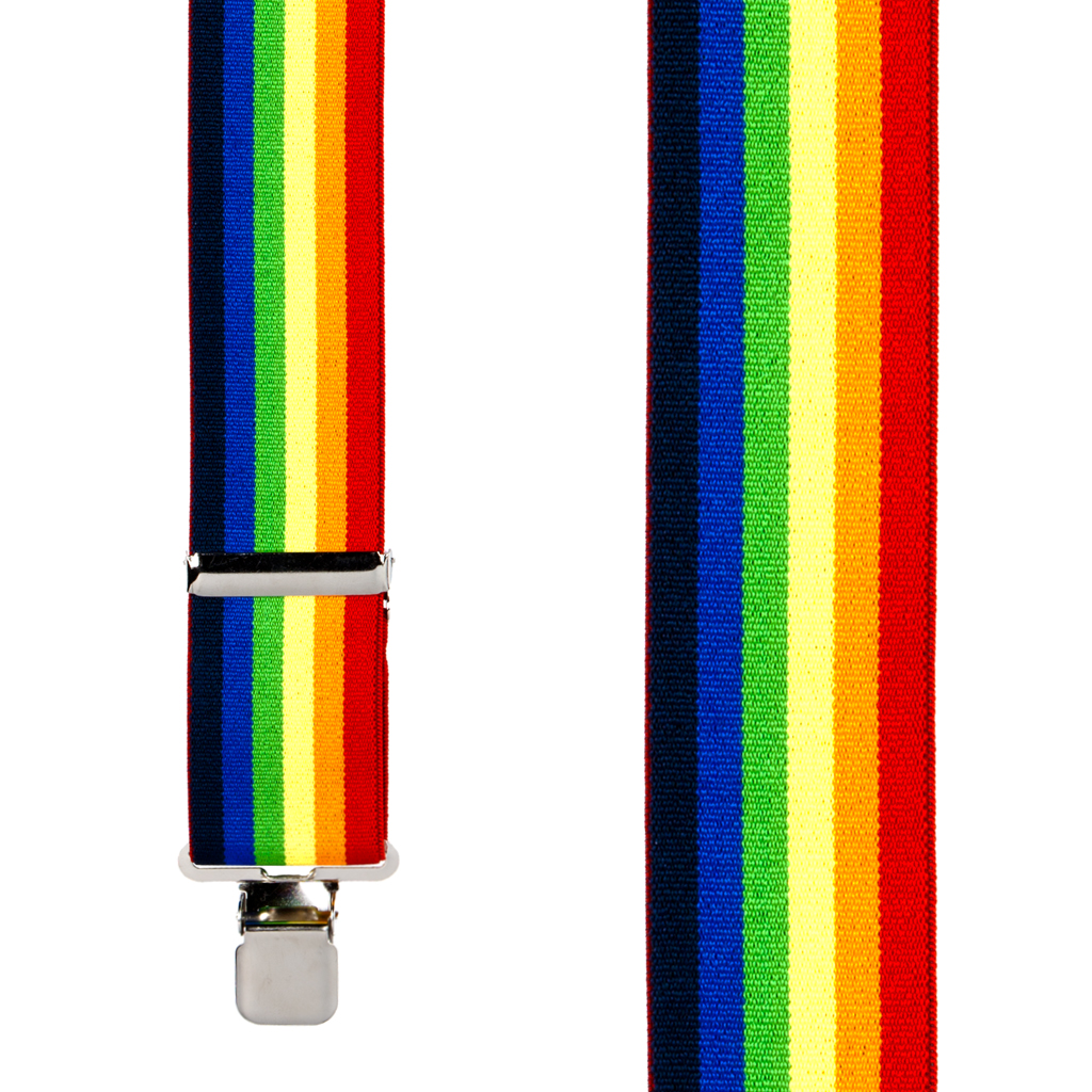 Rainbow Striped Clip Suspenders - 2 Inch Wide