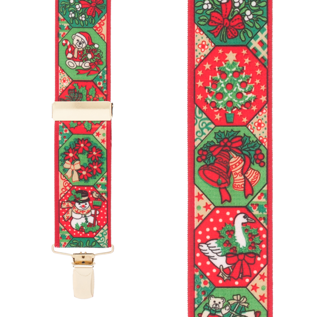 Holiday Spirit Christmas Suspenders - 1.5 Inch Wide Clip