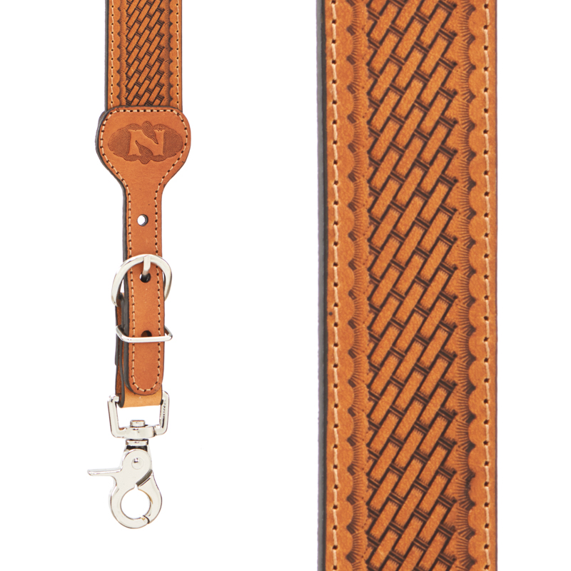 NATURAL Basketweave Galluses - All Leather Suspenders
