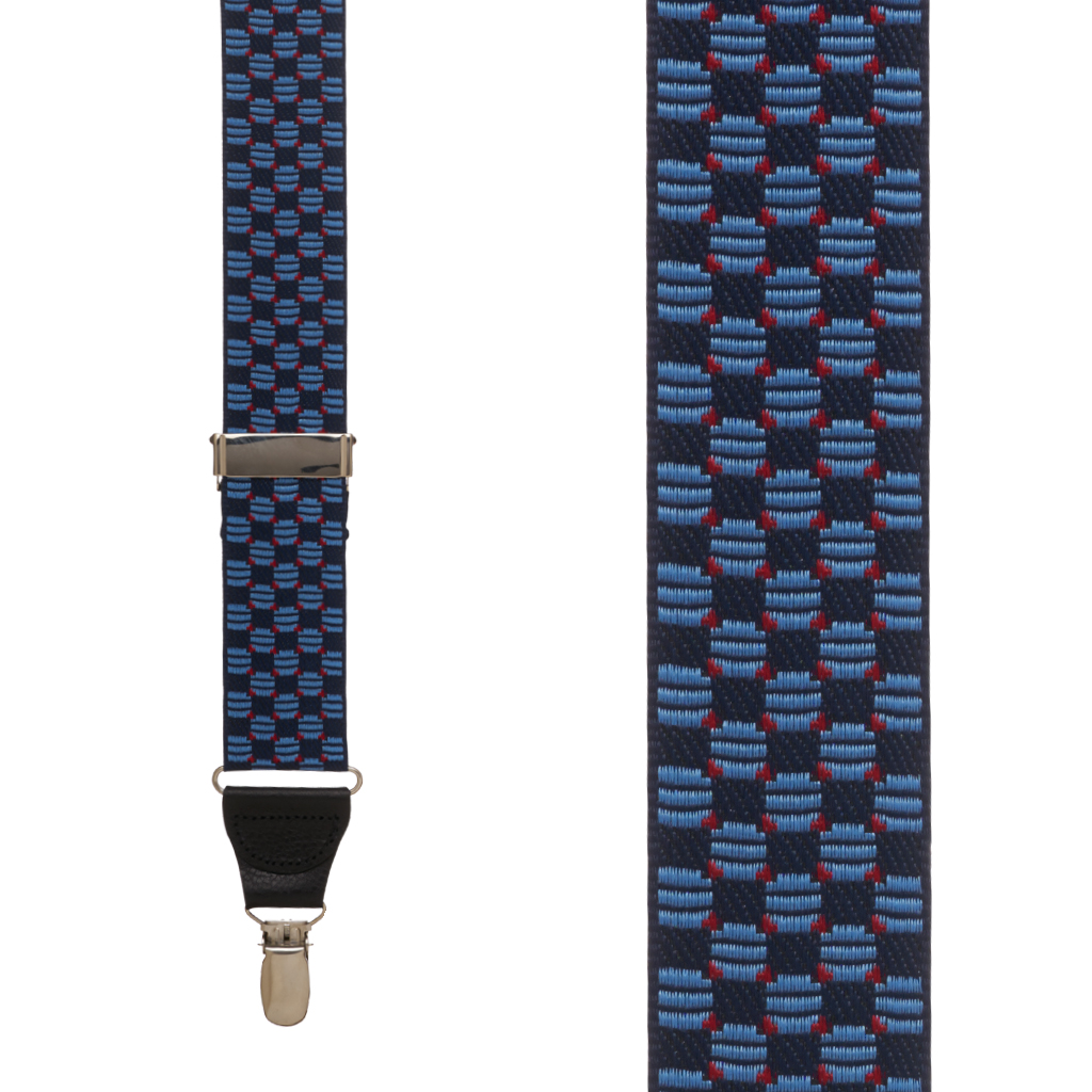Navy Jacquard Tacoma Suspenders - Drop Clip