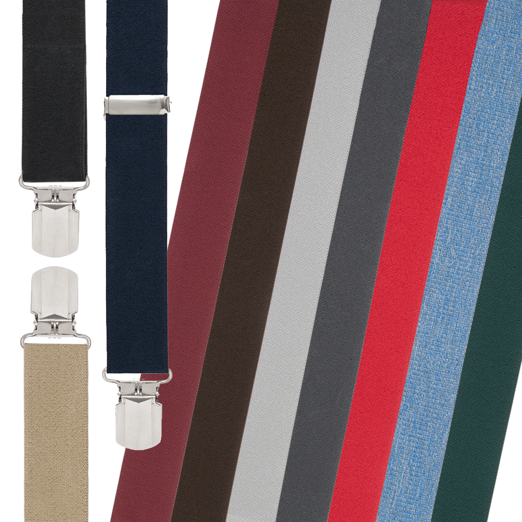 1.5 Inch Wide Solid Pin Clip Suspenders